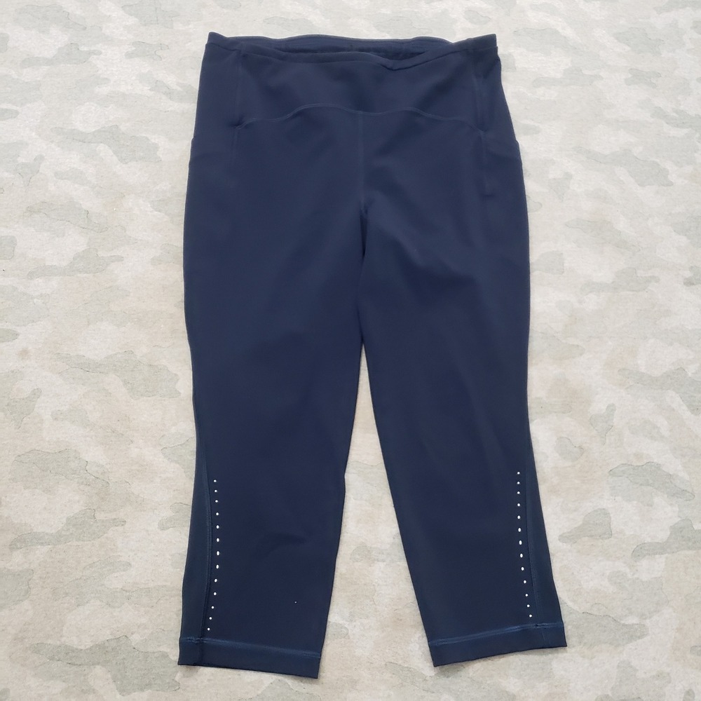Lululemon Swifte Speed Cropped Leggings Womens 12 Blue Running Hiking Pull On